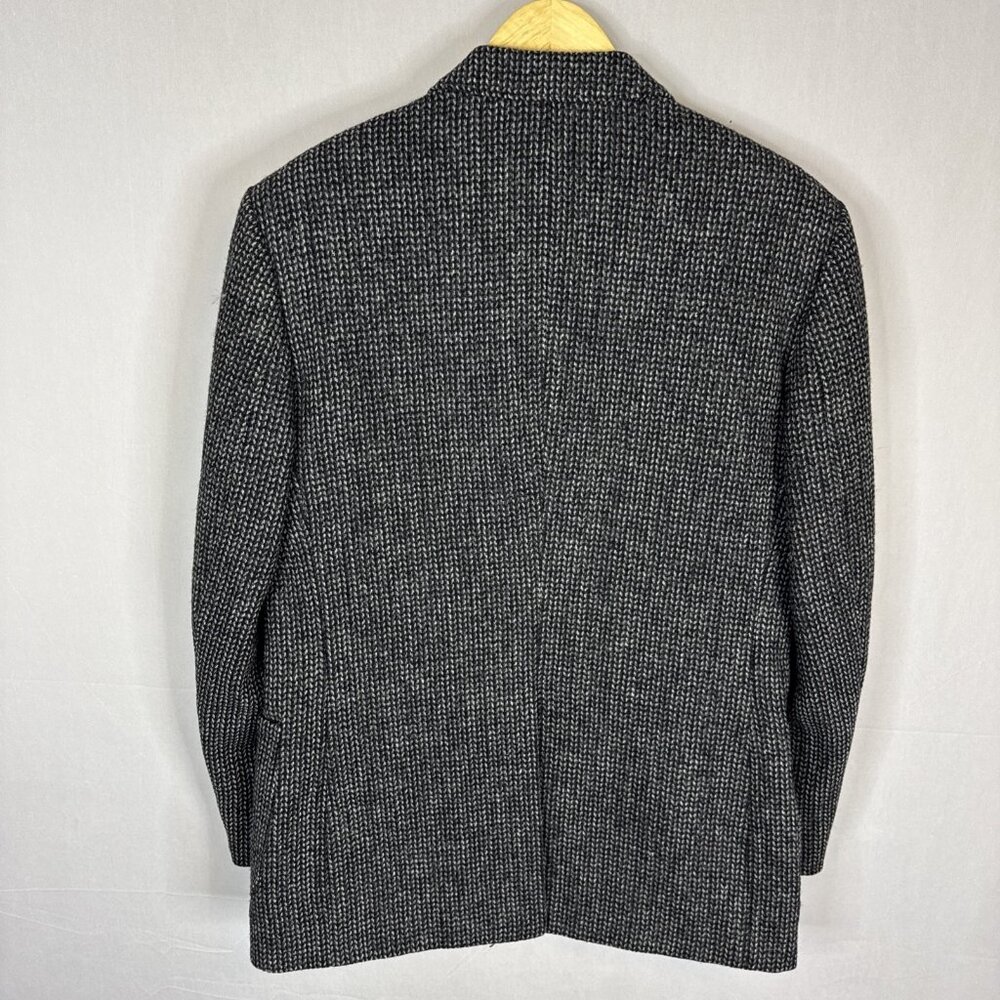 Vintage Harris Tweed Sport Coat Blazer Men 42 Handwoven Scotland Gray Black Wool - Picture 4 of 7